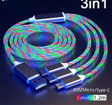 3-in-1 LED Light USB Charging Cable USB-C Micro USB Phone Charger Cord