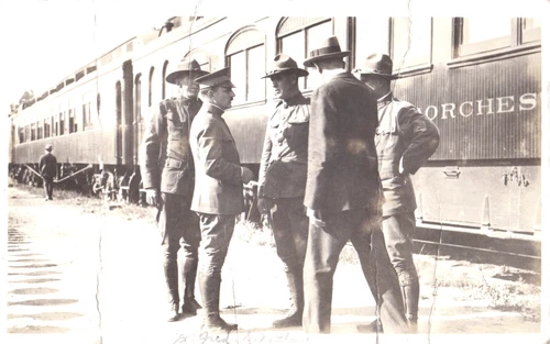 RPPC WW1 MILITARY RAILROAD/TRAIN PASADENA? LOS ANGELES CALIFORNIA PHOTO POSTCARD
