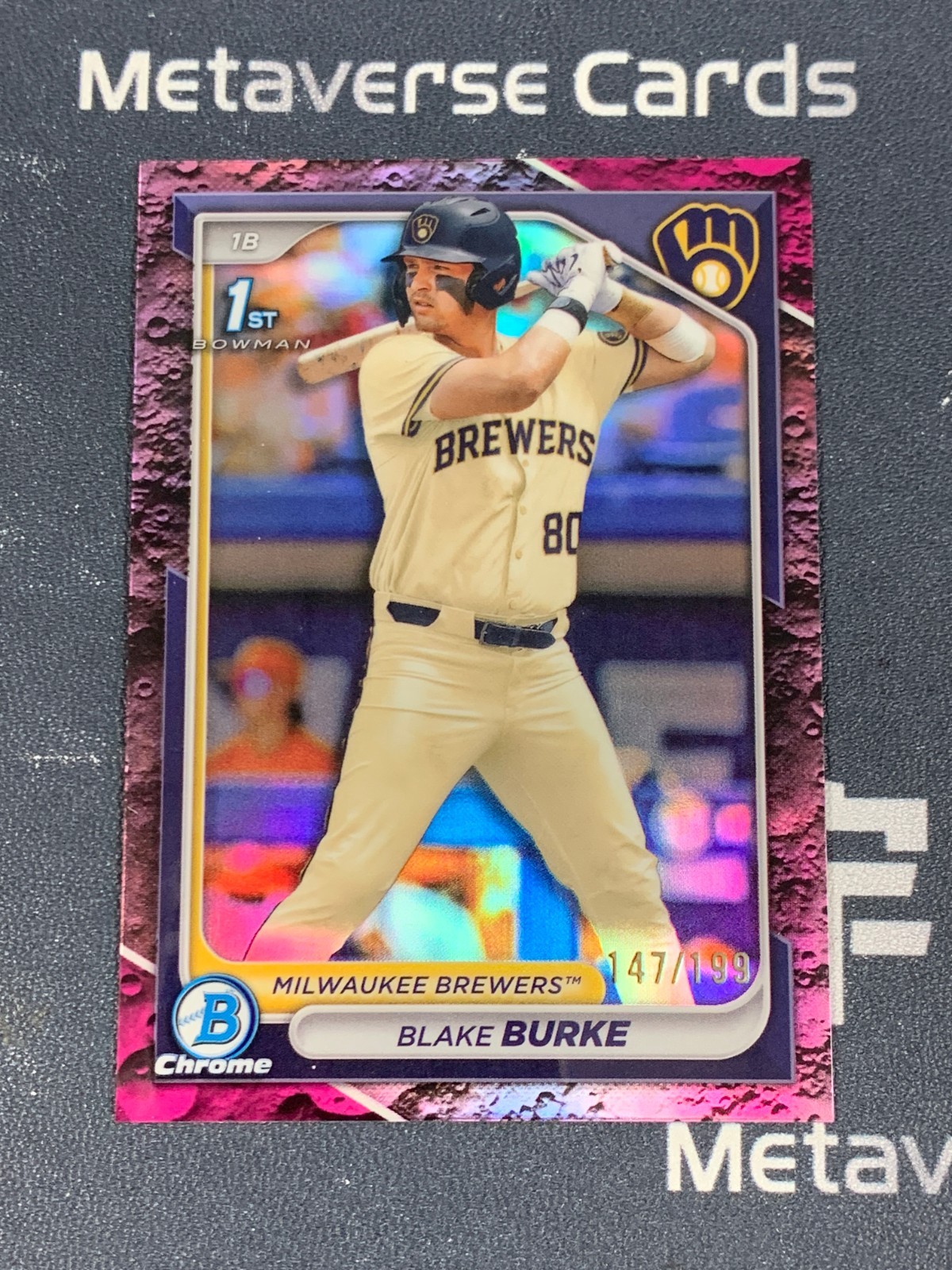 2024 Bowman Chrome Draft 1st Blake Burke Fuchsia Lunar Refractor /199