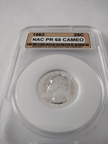 1963 Proof Washington Quarter Silver COA NAC PR 68 Cameo Beautiful Coin See Pics