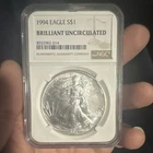 U.S. Mint American Eagle 1994 1 oz Silver NGC Brilliant Uncirculated Coin