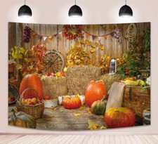 Rustic Warehouse Autumn Backdrop Fall Thanksgiving Day Pumpkins Photo Background