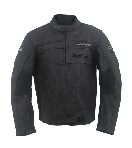 Giacca giubbotto moto SHIELD pelle bovina protezioni CE tipo BETAC nero |  eBay