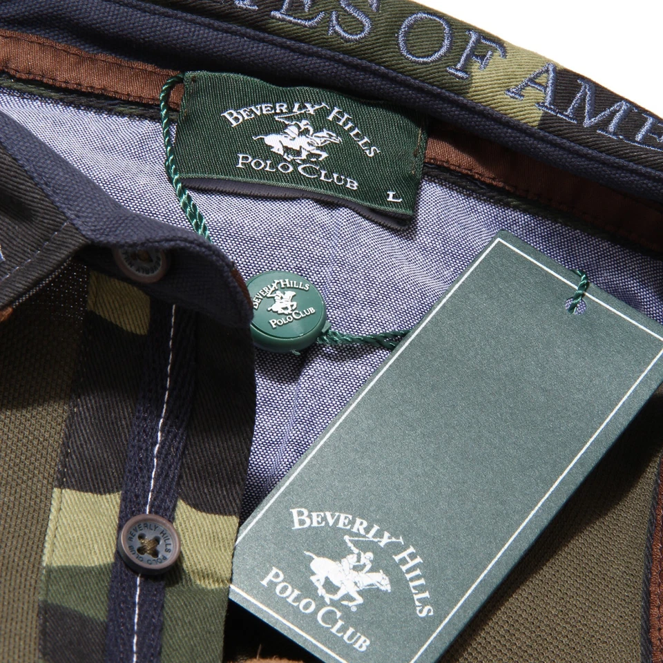 4123K polo uomo BEVERLY HILLS POLO CLUB green cotton polo t-shirt man - Photo 4/4