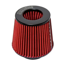 Universal with Clamp 3.5'' 89mm Inlet Short Ram Red Cold Air Intake Cone Filter