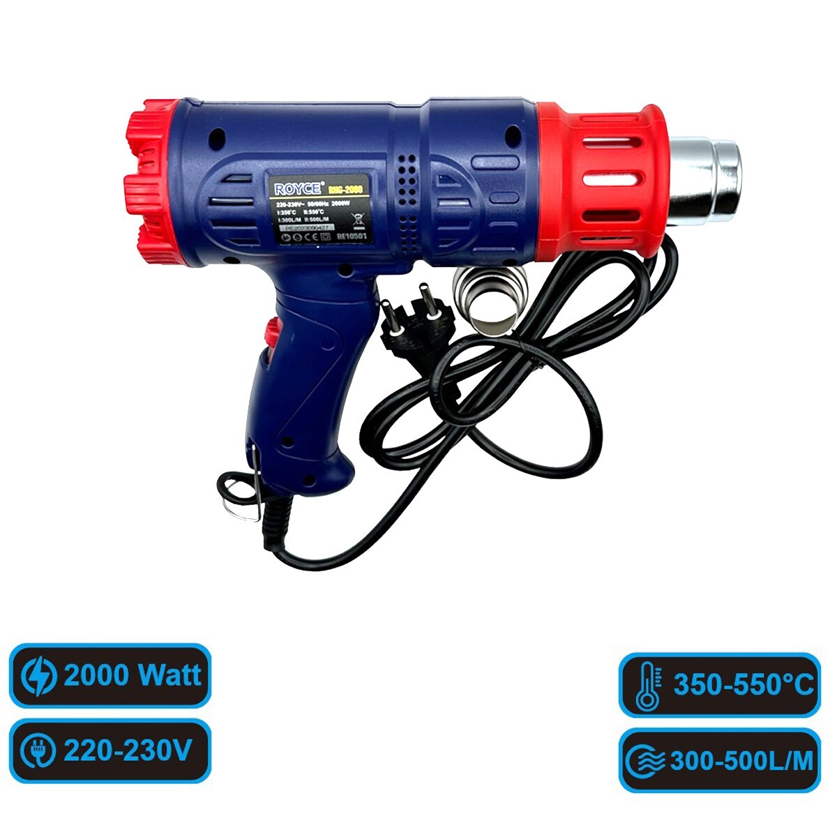 Pistola Térmica Aire Caliente 2000W Decapador Doble Selector De Temperatura