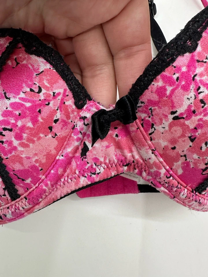 Apt. 9 Intimates Womens Bra Size 34B Pink Floral Black Padded Adjustable - Image 3 of 4