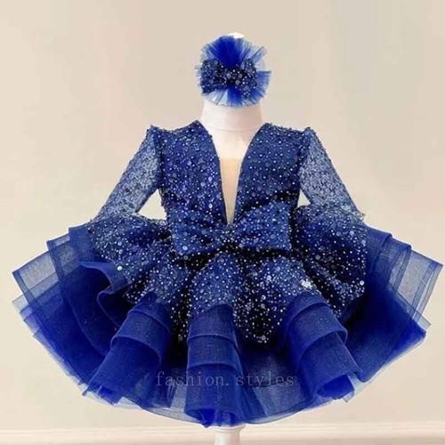 Summer Girls Princess Dress Shiny Sequin Baby Birthday Party Sweet Tutu Dress - Picture 5 of 34