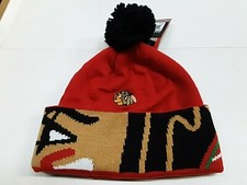 Chicago Blackhawks NHL Cuffed Pom Face Off Knit Hat