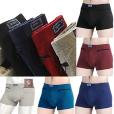 Men's Boxer Shorts Travel Brief with Hidden Pocket Underwear Breathable Trunks