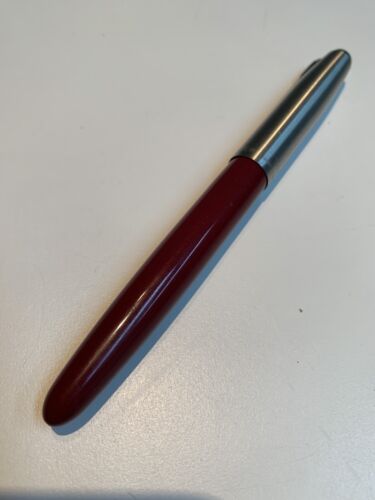 Vintage Parker 21 Red Fountain Pen Chrome Cap - Picture 1 of 5