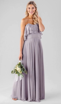 ruffle top bridesmaid dress Plunging Neck Tiered Ruffles Beach Print Chiffon Bridesmaid Gown