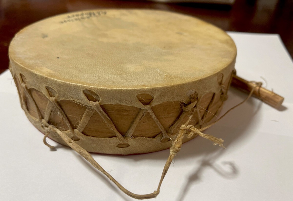Vintage Native American Round Painted Drum 6