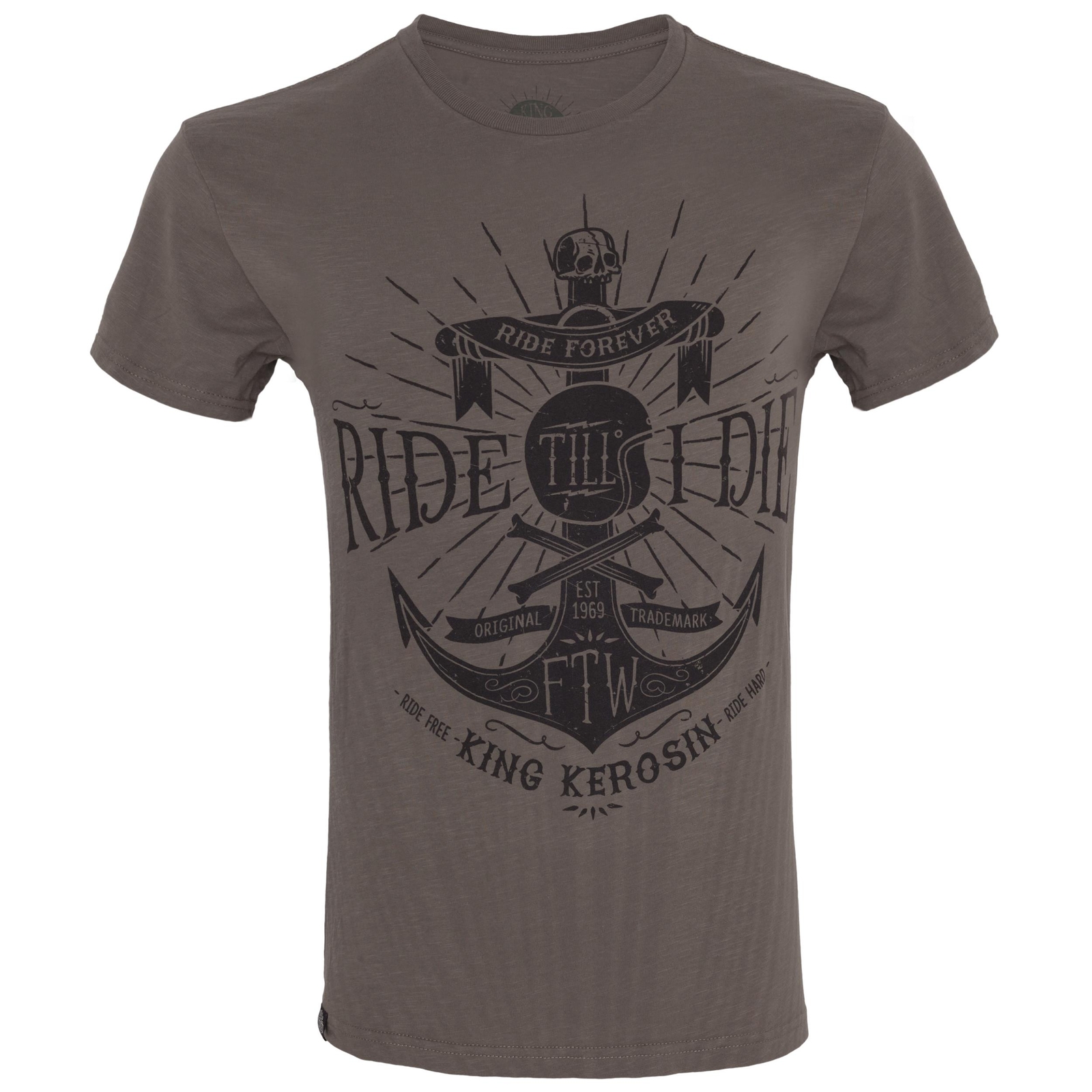 Футболка King Kerosin Футболка Herren Ride Till I Die Акварельно-оливкового цвета 8790₽
