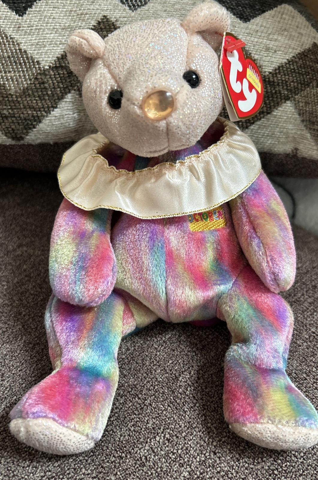 TY Beanie Baby OCTOBER the Birthday Bear (7.5 inch) Stuffed