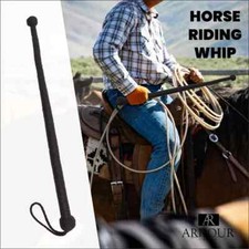 Genuine 23 inches Long 8 Plait Leather Bull Whip Heavy Duty Bullwhip Black Whip