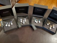 Nadri Boxed Pearl Pendant Necklace Earring set NIB 98