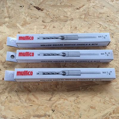 MULTICO WHITE BOX 1/4''+3/8''+1/2'' MORTICER CHISELS & BITS 3/4'' SHANK