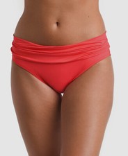 La Blanca Women's Red Shirred Banded Hipster Bikini-Bottom Swimwear Size 12