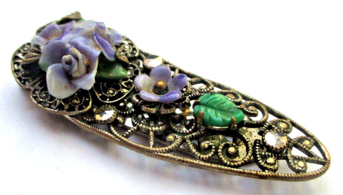ANCIEN BIJOU BROCHE CAMEE Portrait FEMME et Métal Argenté Ajouré Poinçons XIXe EUR 38,00