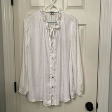 Show Me Your Mumu White Alicia Tunic Blouse Size Extra Small Ruffle Print Work