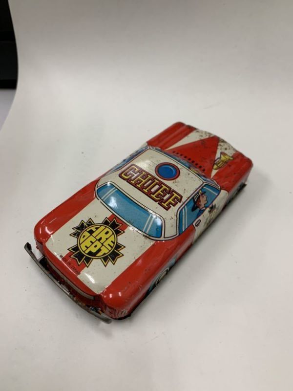 Antique Showa Era Made In Japan Tin Police Car Chief Fire Dept 38401 eBay