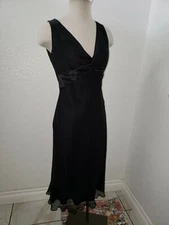 morrell maxie pure silk dress gown size 12 black sleeveless mesh 