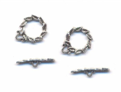 8 Fermoirs Toggle Argent Tibétain - Anneau 15 Mm, Toggle 22 Mm - Neuf - Marque Preciosa