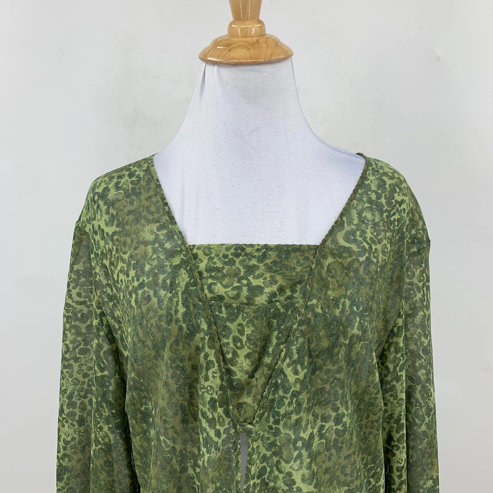 UNDERCOVER Victoria's Secret abito semi trasparente donna L grande stampa animale verde cover up