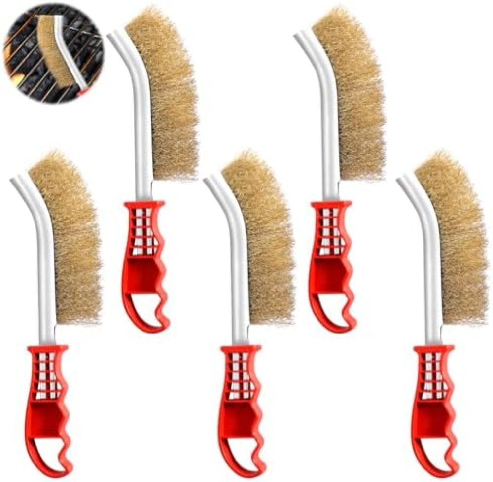Spazzola in ottone per barbecue, 5 pezzi, spazzola per barbecue in ottone, multi