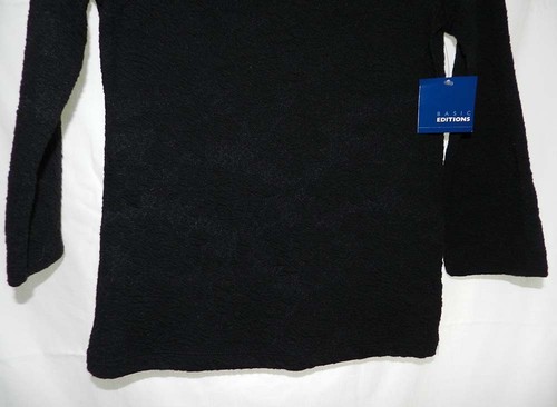 Women's S Basic Editions Long Sleeve Black with Roses Knit Pullover Top *NWT* - 第 4/9 張圖片