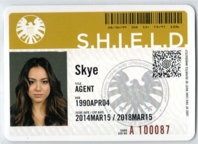 MARVEL AGENTS OF SHIELD SEASON 1 BD004 ID BADGE INSERT CHLOE BENNET AGENT SKYE