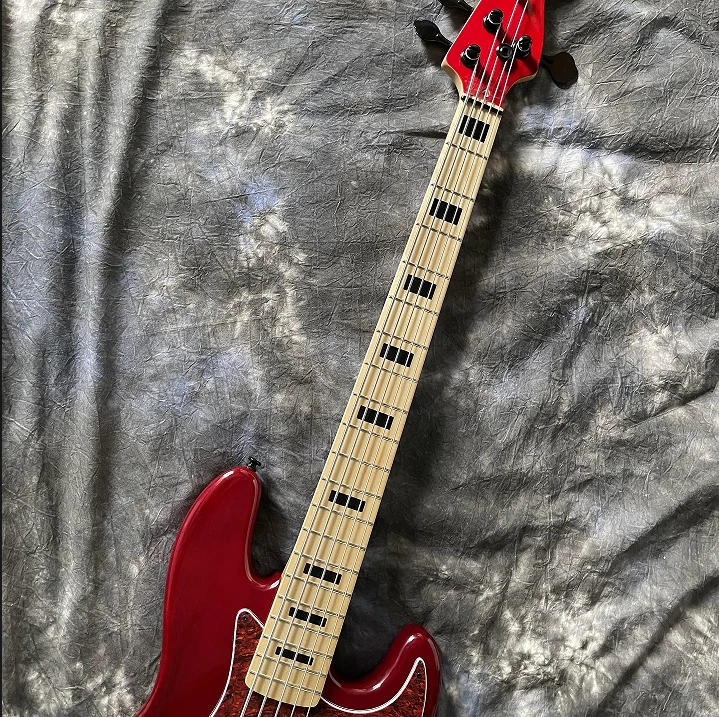 5-strings Bass Guitar Jazz Bass Red S-S Pickups Maple Fretboard Black Hardware - Image 4 of 4