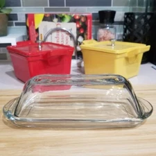 Anchor Hocking Clear Glass Butter Dish 1/4lb Covered Butter Keeper