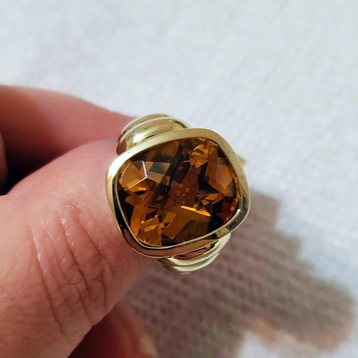 NEW DAVID YURMAN NOBLESSE STERLING SILVER 14K GOLD CITRINE LARGE
