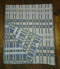 Woolrich Throw Blanket Vintage 80s Gray Plaid Wool Camp Made in USA 70"x58"