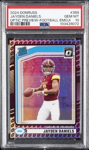 2024 PANINI DONRUSS OPTIC PREV-FB EMOJI #389 JAYDEN DANIELS PSA 10