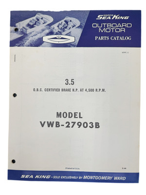 2/68 Wards Sea King Outboard 3.5H.P  Model VWB-27903B Parts Catalog MW-11