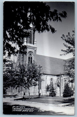 #ad #ad 1949 St. Peter#x27;s Catholic Church Beaver Dam Wisconsin WI RPPC Photo Postcard $12.97