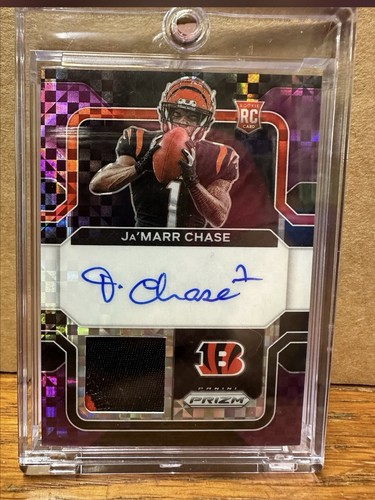 Ja'Marr Chase [Purple Power] #RPA-JC 2021 Panini Prizm Rookie Patch Autographs card