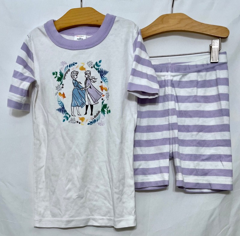 260045 Girls 120cm 6-7 HANNA ANDERSSON x Disney Frozen II S/S Pajama Set EUC 