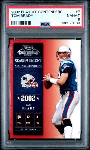 PSA 8 2002 Playoff Contenders #7 Tom Brady Season Ticket Patriots NO RESERVE!