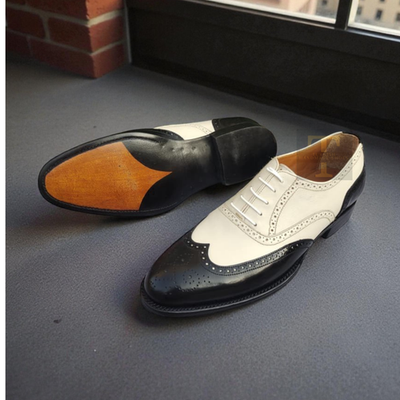 Tailor Made Oxford Shoes | Two-Tone Leather Wingtip Shoes  display picture 3