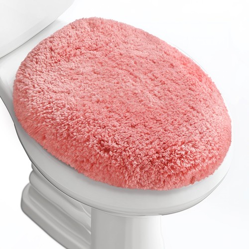 Microfiber Elongated Toilet Seat Cover 19.5"x 15" Machine Washable Solid Toil...