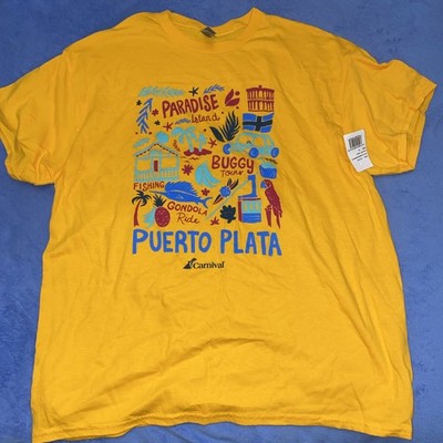 Gildan T-Shirt XL Puerto Plata Men's Graphic Tee Short Sleeve Yellow