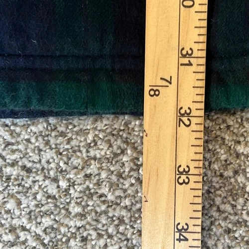 LL Bean Flannel Shirt Jacket Mens XL Green Blue Plaid Fleece Lined Excellent image 4