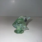 Vintage Fenton Green Iridescent Carnival Glass Sun Fish Figurine Made In USA