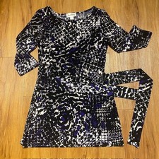 Joseph Ribkoff Mini Dress Animal Print Attached Wrap Belt 3/4 Sleeve Women's 4