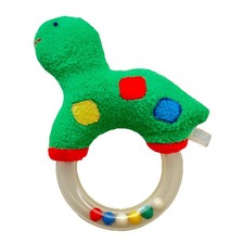 Vtg Eden Dinosaur Terry Cloth Plush Rattle 7 Stuffed Baby Toy Beads Rare Dino