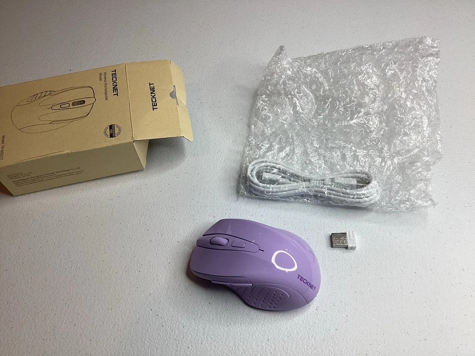 Tecknet Wireless Rechargeable Mouse  Purple Lavender - TK-MS317 Open Box - Image 2 of 4